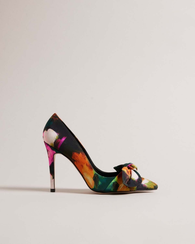 Ted Baker RYOH Art Print 100mm Bow Court Shoe Czarne | 96PZIYXHK