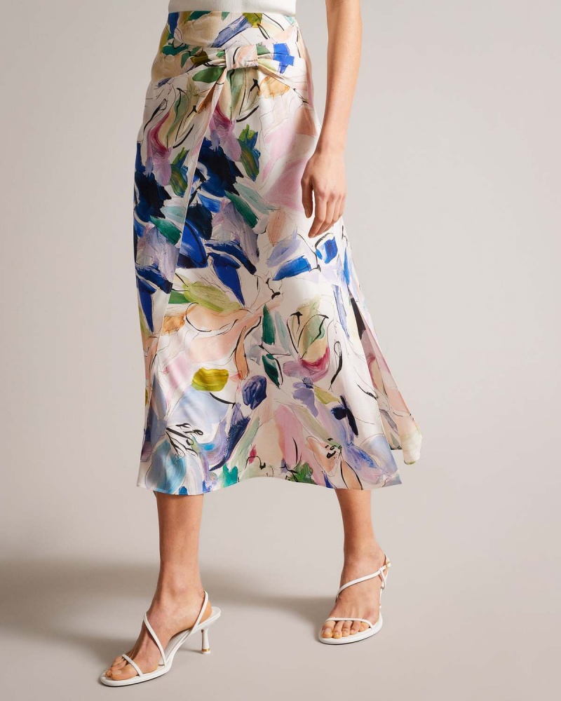 Ted Baker SALLEEY Asymmetric Twist Slip Skirt Białe | 85XVKJYIW