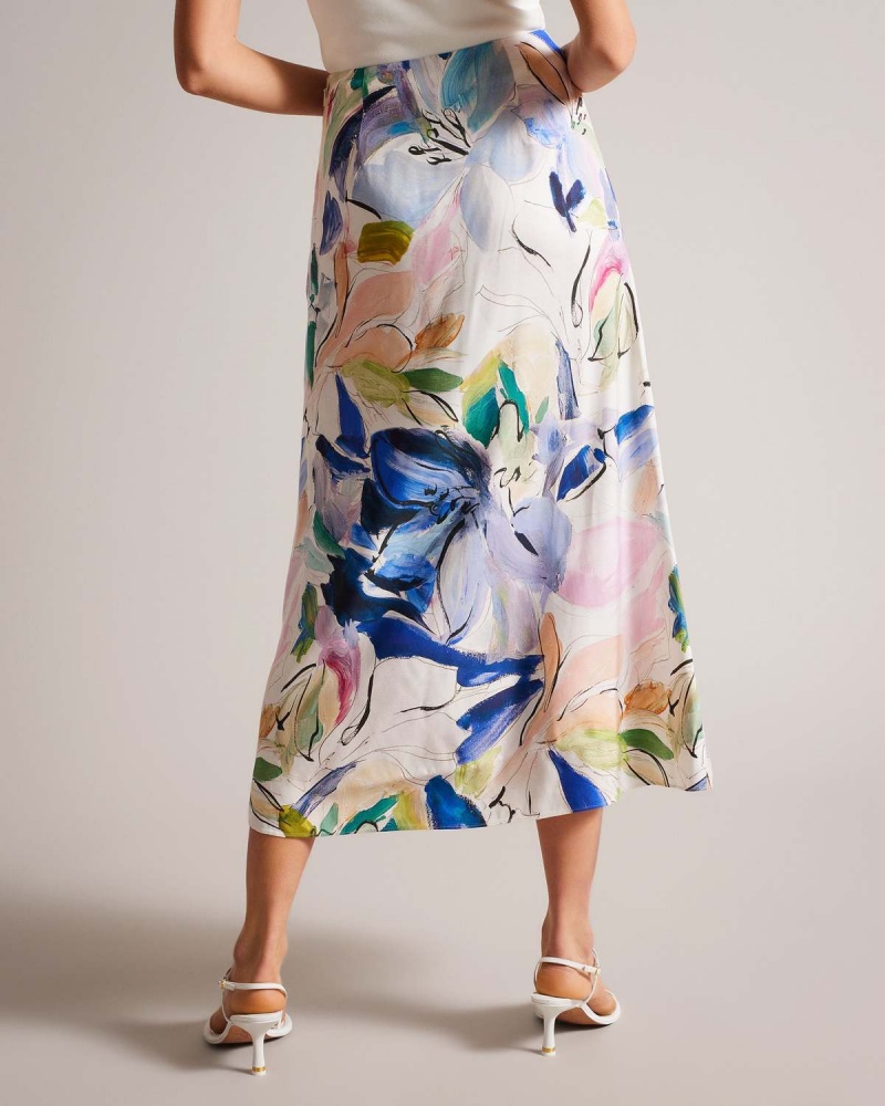 Ted Baker SALLEEY Asymmetric Twist Slip Skirt Białe | 85XVKJYIW