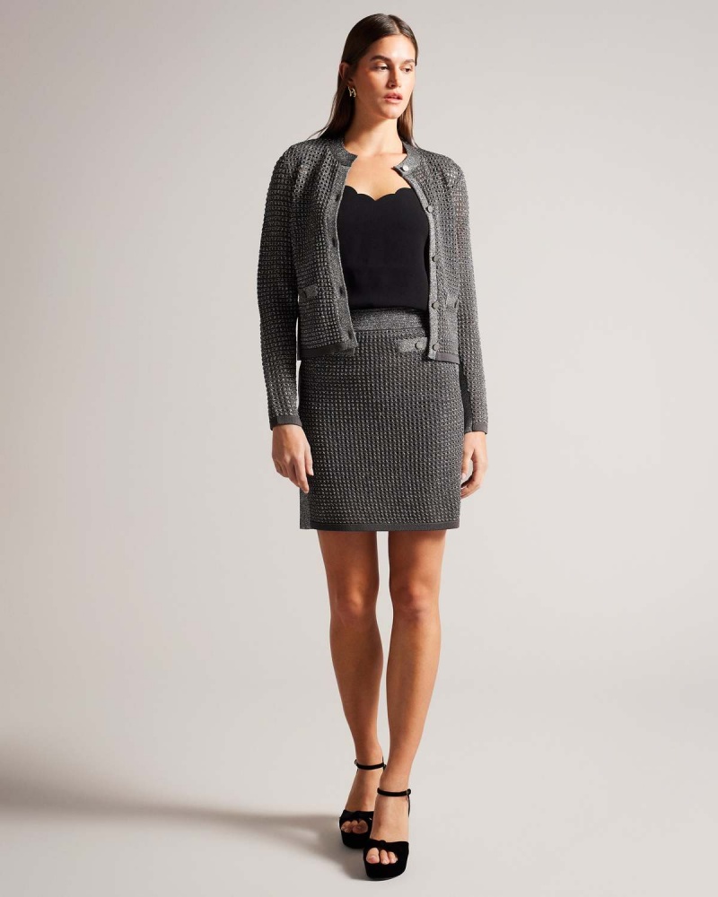 Ted Baker SANNIAA Trykotowy Mini Skirt Gunmetal | 46IZHQCGT