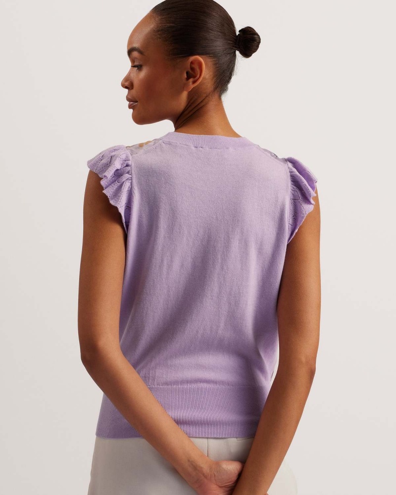 Ted Baker SHRAYHA Scallop Trim Woven Front Lilac | 32OJUHKYW