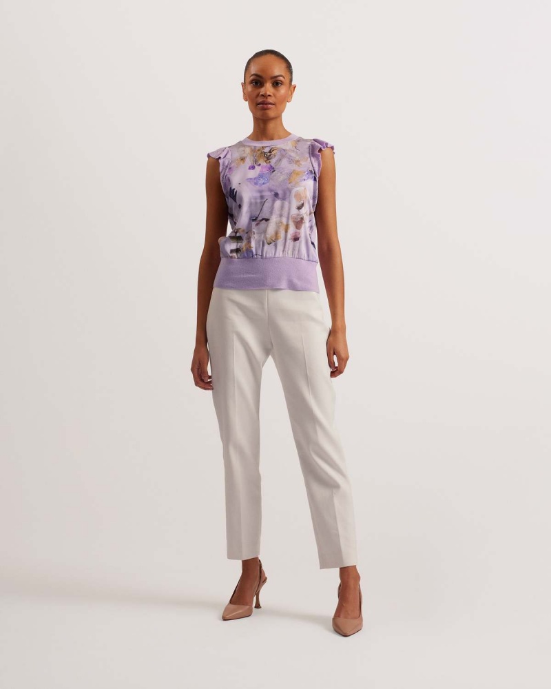 Ted Baker SHRAYHA Scallop Trim Woven Front Lilac | 32OJUHKYW