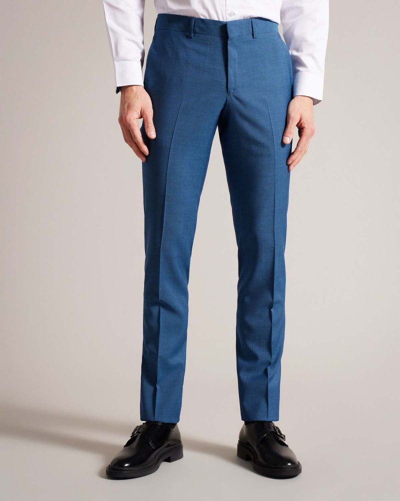 Ted Baker SIOUXT Navy Sharkskin Trousers Granatowe | 29ALMJWCV