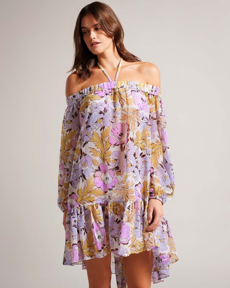 Ted Baker SIYONA Off The Shoulder Cover Up Białe | 87ANLOTDF