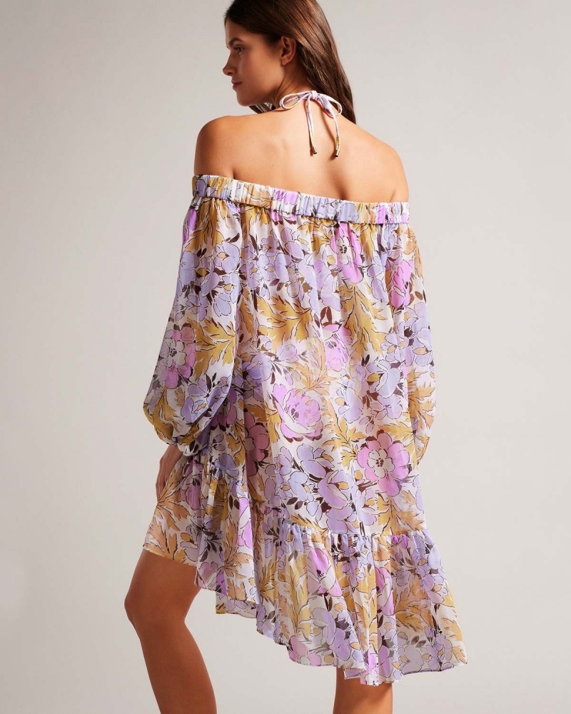 Ted Baker SIYONA Off The Shoulder Cover Up Białe | 87ANLOTDF