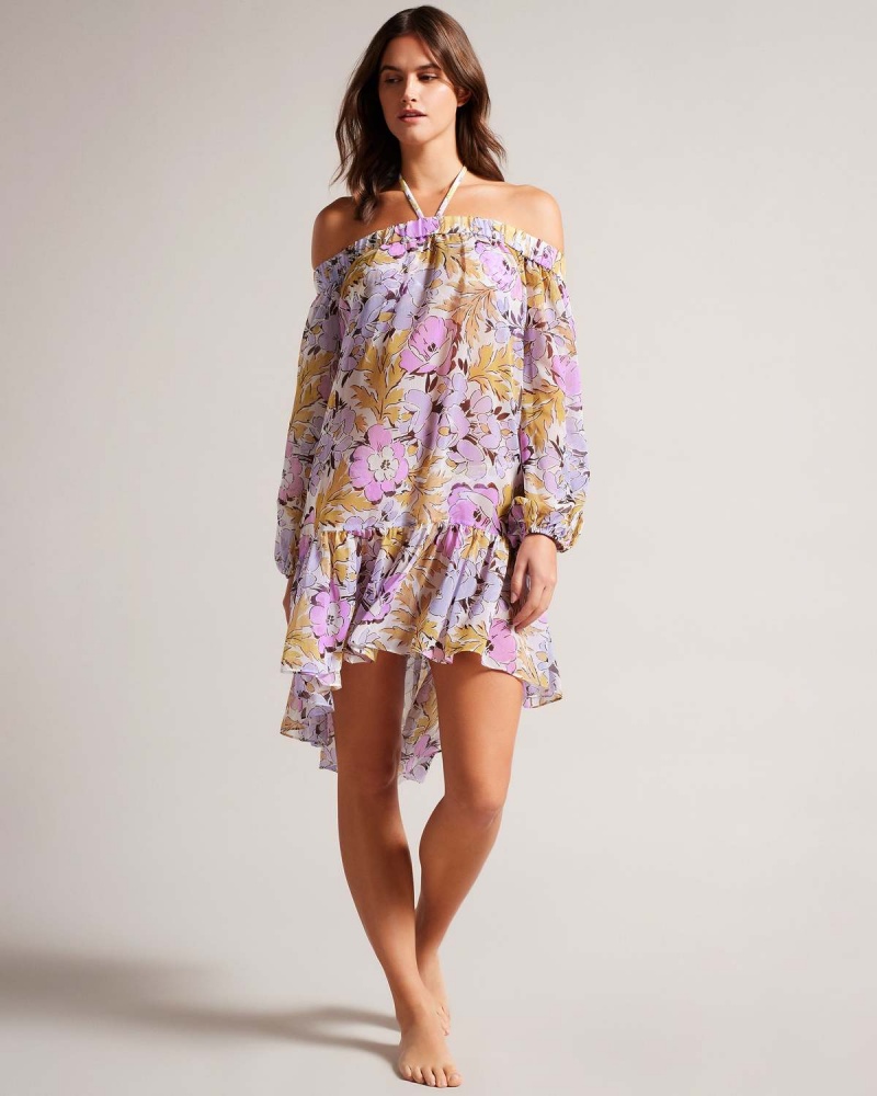 Ted Baker SIYONA Off The Shoulder Cover Up Białe | 87ANLOTDF