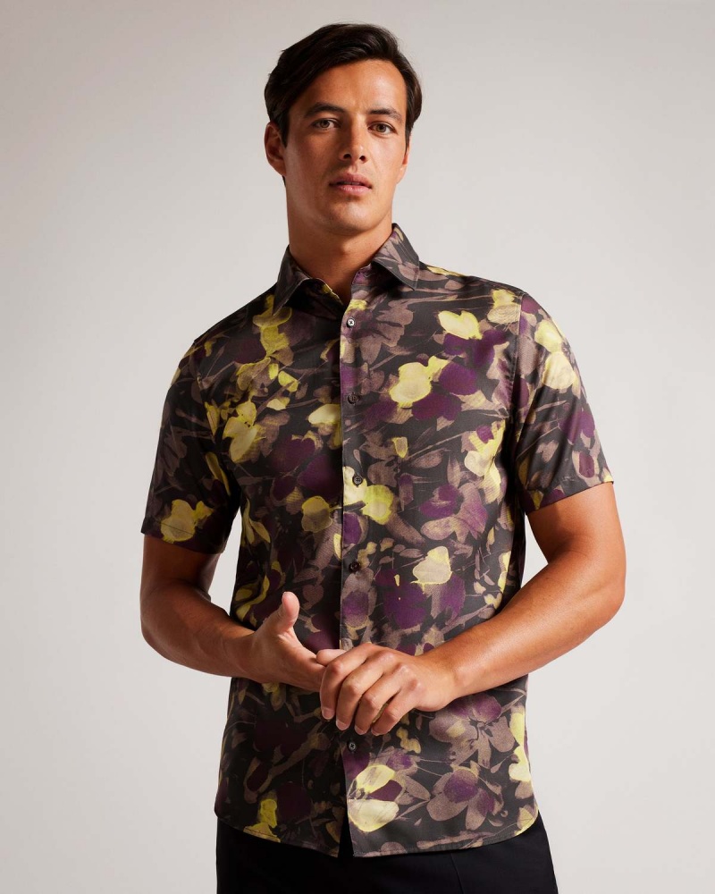 Ted Baker SLESHO SS Watercolour Print Shirt Multicol | 03ZLAMBVY