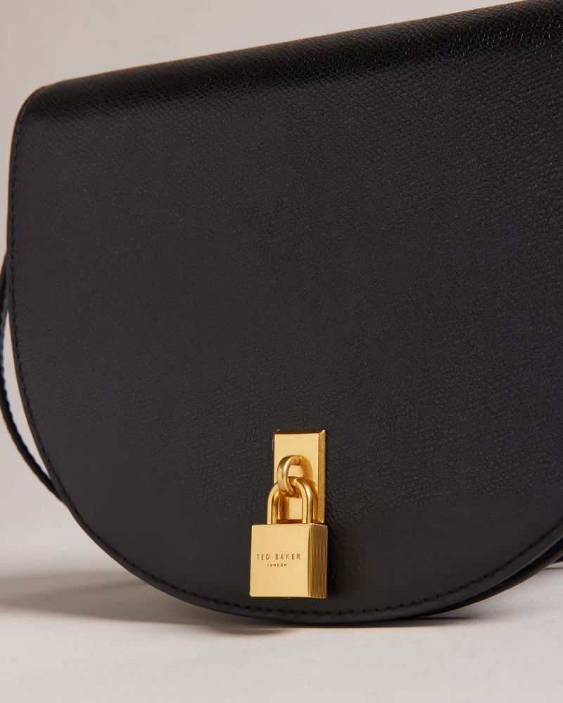 Ted Baker SOHHO Skórzane Padlock Saddle Bag Czarne | 57TXYKJDZ