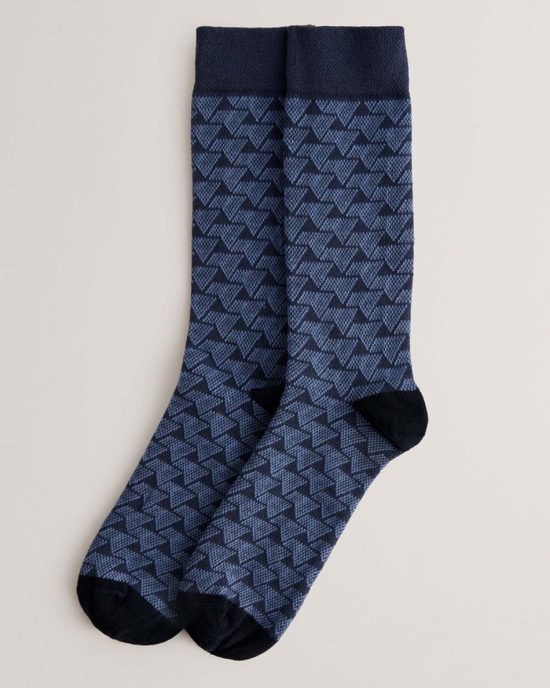 Ted Baker SOKKSEV Patterned Sock Niebieskie | 83OXESZNL