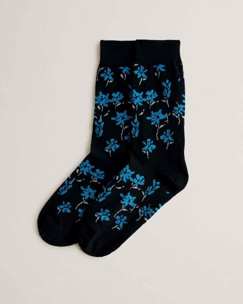 Ted Baker SOKKTEN Floral Pattern Sock Niebieskie | 72ERZNVWQ