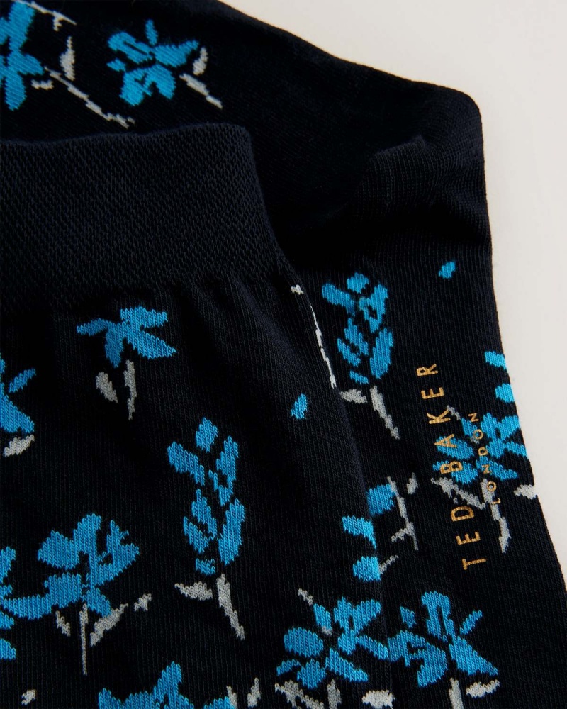 Ted Baker SOKKTEN Floral Pattern Sock Niebieskie | 72ERZNVWQ