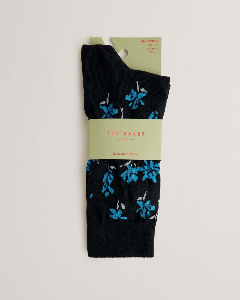 Ted Baker SOKKTEN Floral Pattern Sock Niebieskie | 72ERZNVWQ