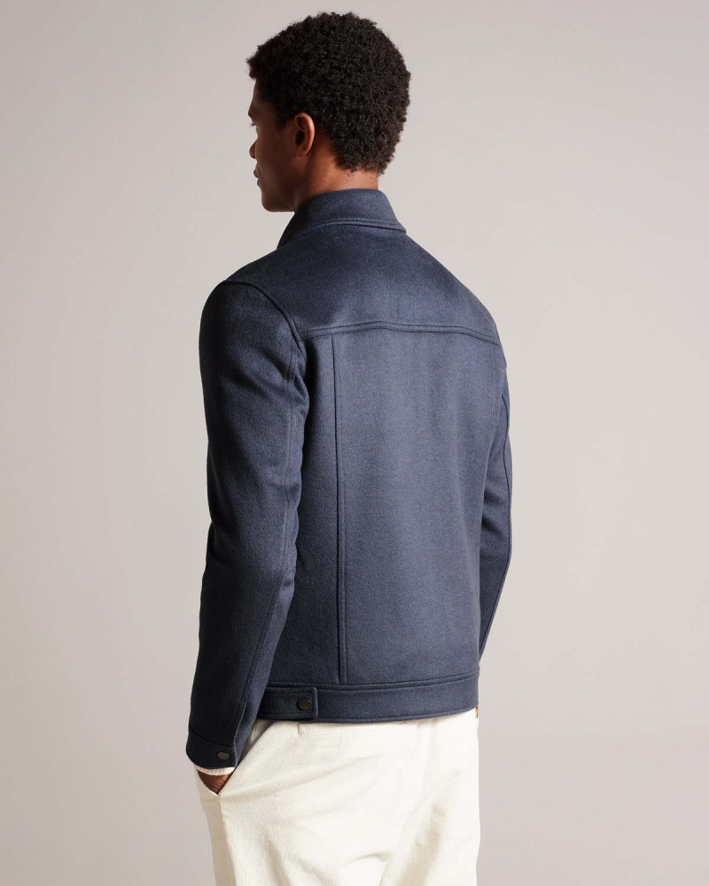 Ted Baker SOMERSS Zip Thru Wełna Trucker Jacket Mid-blue | 12IATEWRZ