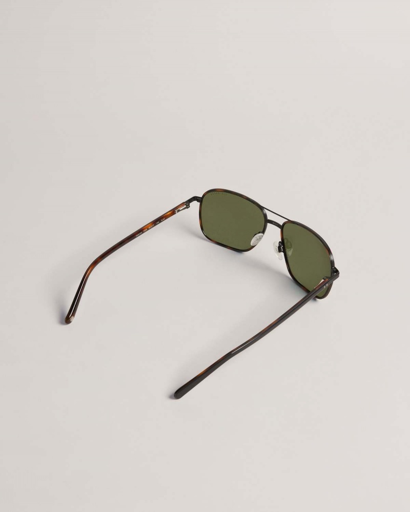 Ted Baker Sunrect Metal Square Aviator Sunglasses Brązowe | 51EHVTNGI