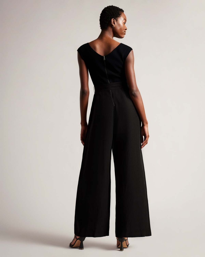 Ted Baker TABBIAA Off The Shoulder Szerokie Leg Jumpsuit Białe | 79NJZMPHU