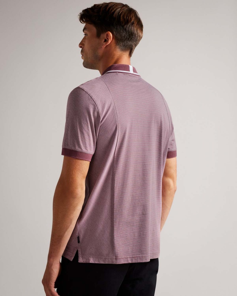 Ted Baker TAIGAA SS Regular W Paski Panelled Polo Bordowe | 32XGNTEZB