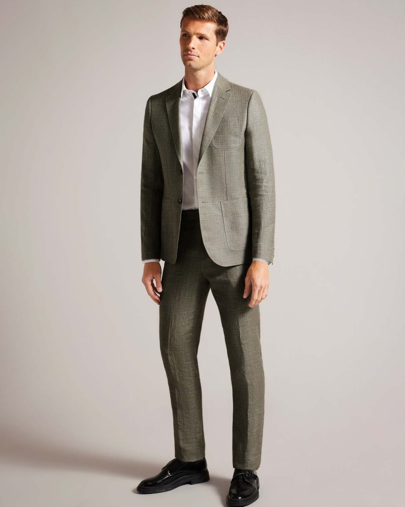 Ted Baker TAYLORJ Slim Linen Wełna Jacket Ciemny | 17KVDCQJI