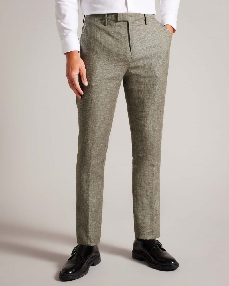 Ted Baker TAYLORT Slim Linen Wełna Trousers Granatowe | 98MDKSOLP