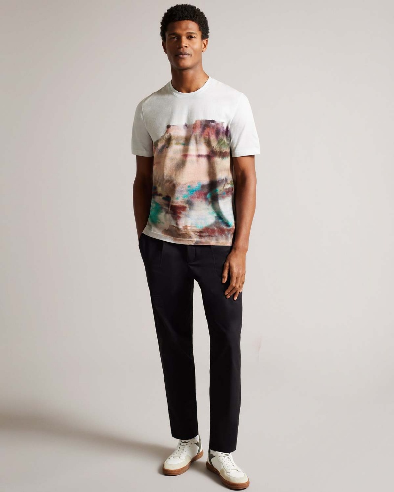 Ted Baker TINOT SS Regular Fit Printed Tshirt Białe | 01ALSGJEX