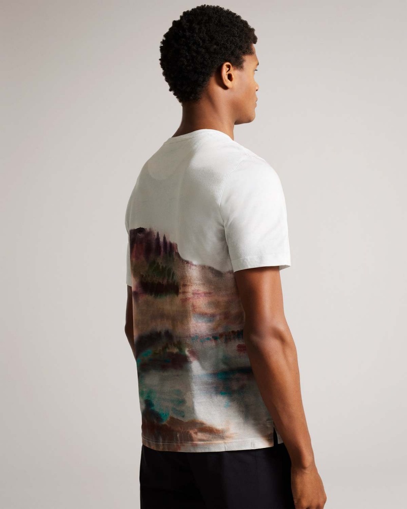 Ted Baker TINOT SS Regular Fit Printed Tshirt Białe | 01ALSGJEX