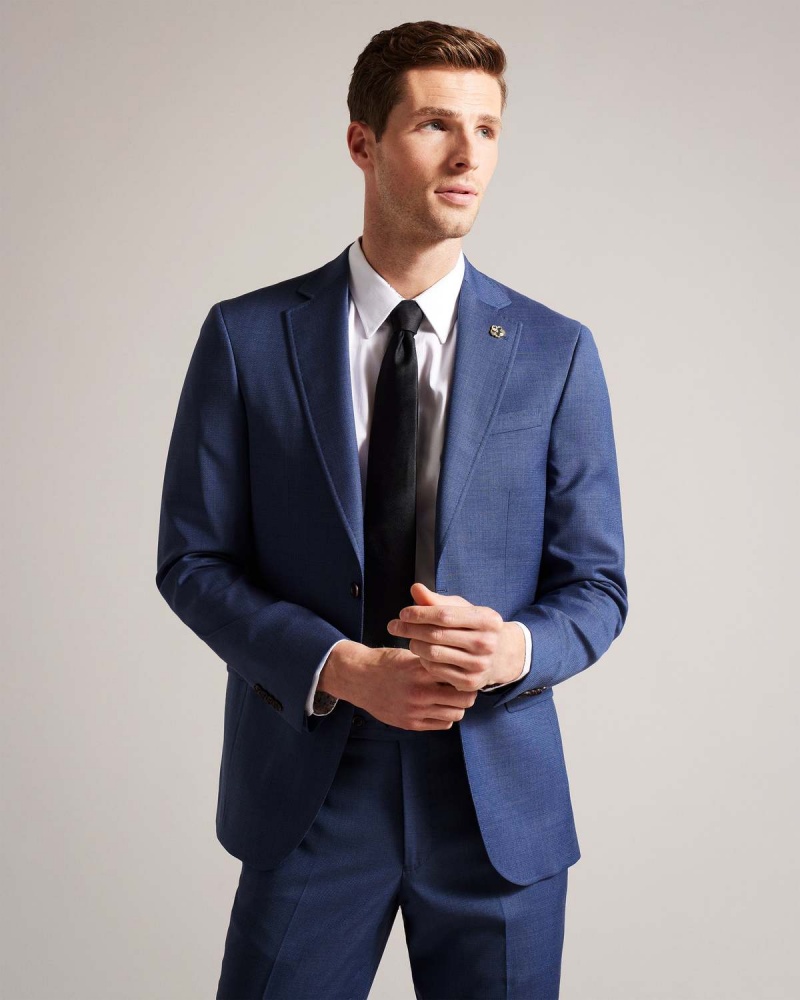 Ted Baker UPSALAJ Navy Mix Suit Jacket Granatowe | 80WPSGUHB