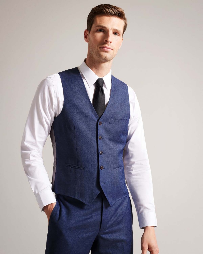 Ted Baker UPSALAW Navy Mix Waistcoat Granatowe | 50NFSORMA