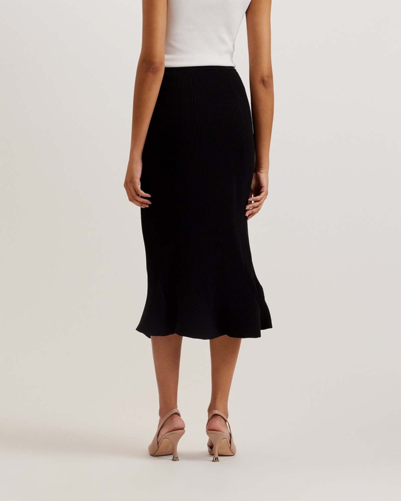 Ted Baker VELENAA Rib Engineered Knit Skirt Czarne | 58CIZPBFD