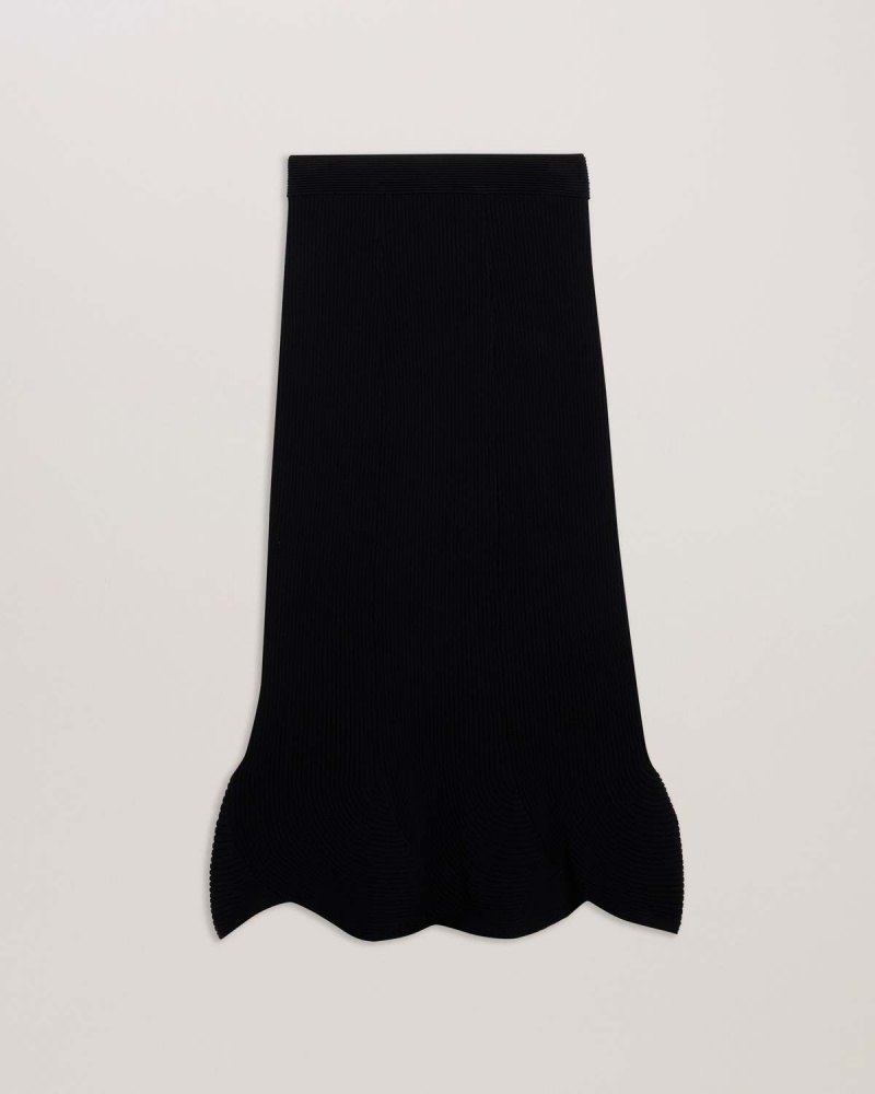 Ted Baker VELENAA Rib Engineered Knit Skirt Czarne | 58CIZPBFD