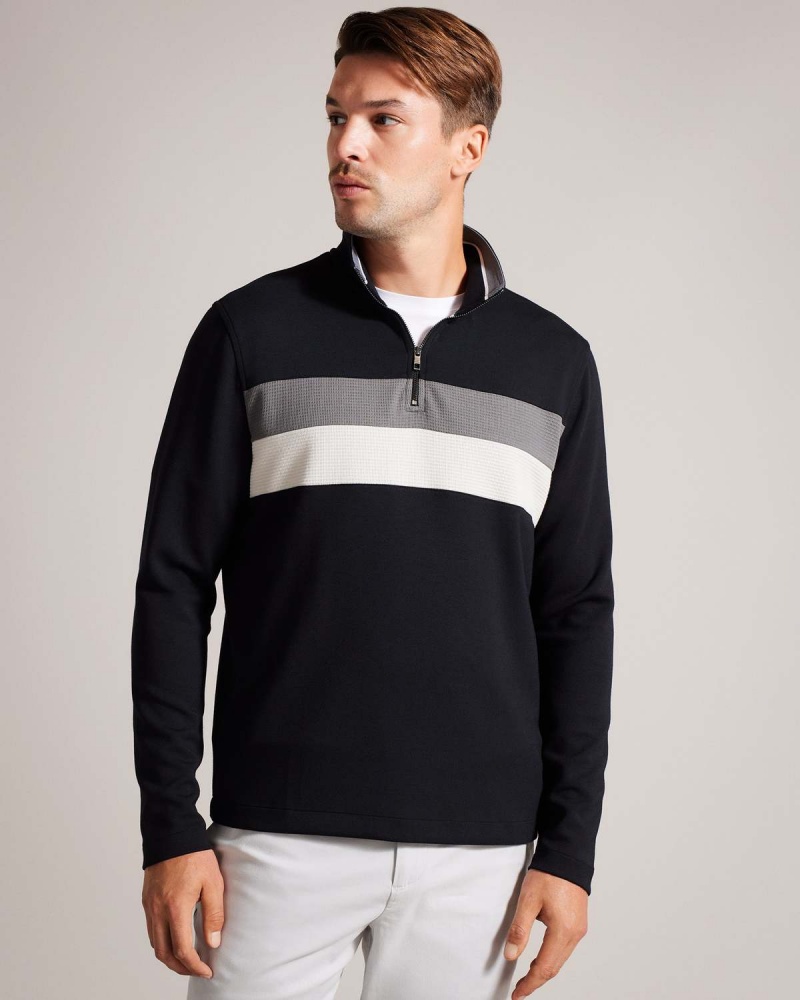 Ted Baker VELLER LS Slim Fit Half Zip Czarne | 34MHYTGSE