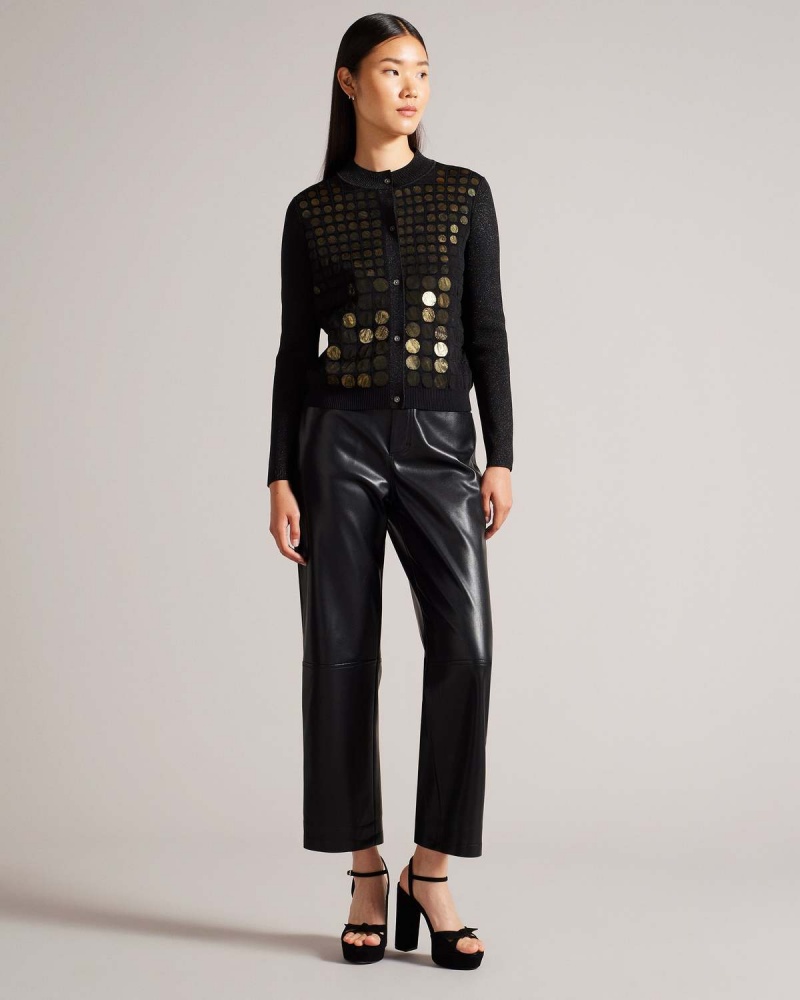 Ted Baker VIVIONE Trapped Sequin Cardigan Czarne | 75RMEDLBJ