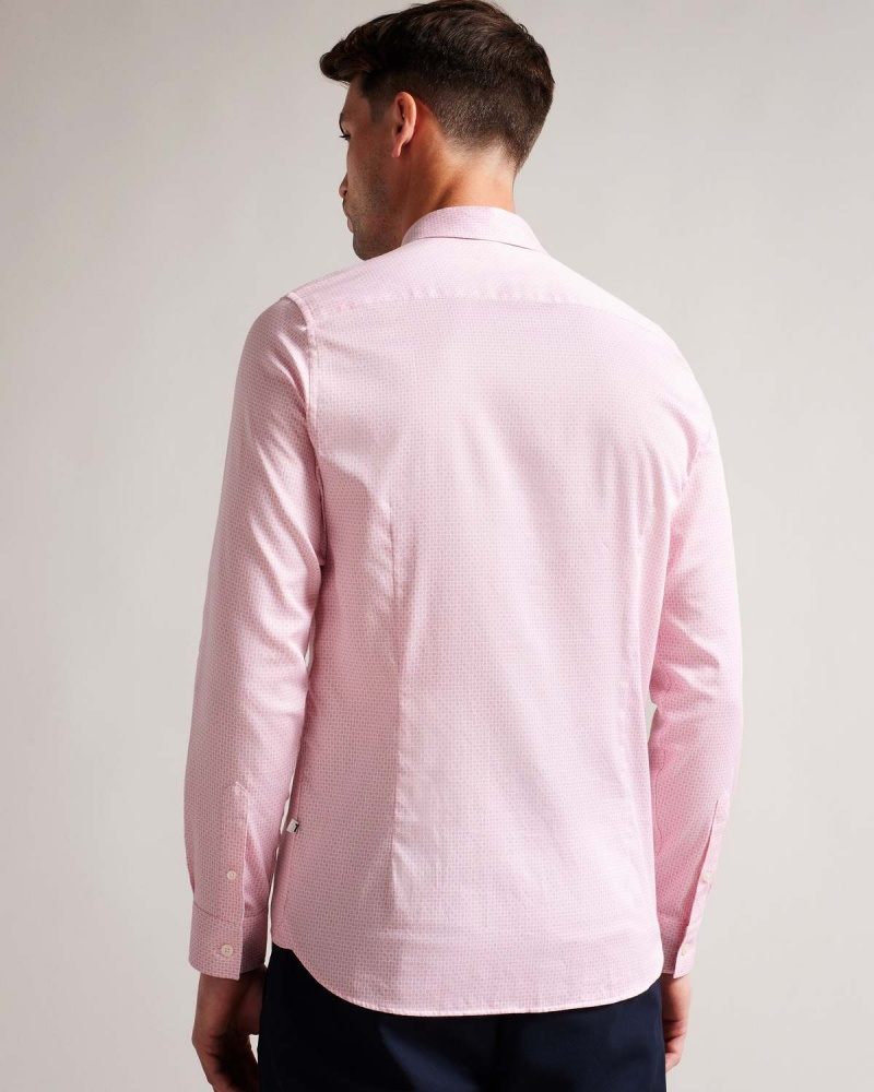 Ted Baker WILLET Long Sleeve Mini Geo Shirt Pl-pink | 75VCDEAOS