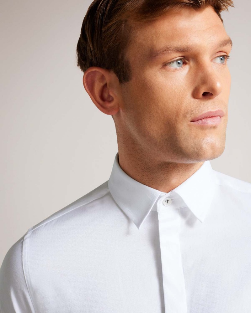 Ted Baker WITONE LS Woven HerrinGBone Shirt Białe | 02WONKHQF