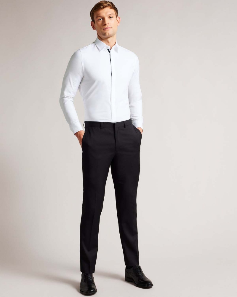 Ted Baker WITONE LS Woven HerrinGBone Shirt Białe | 02WONKHQF