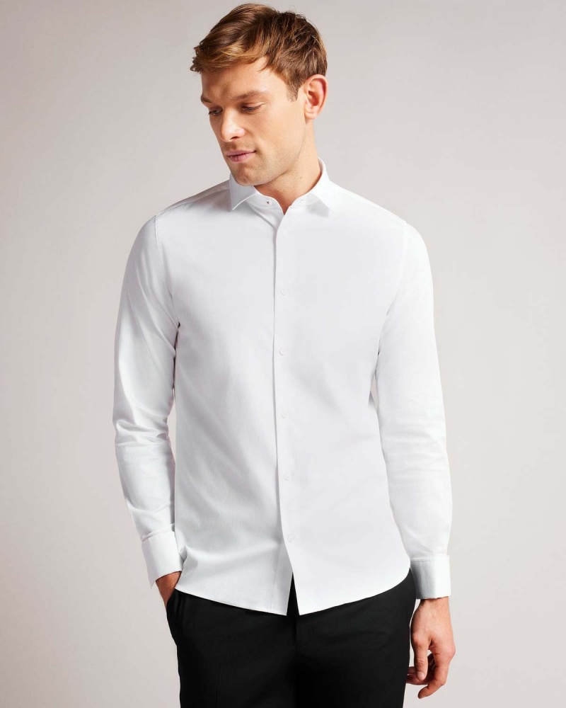 Ted Baker WITREE LS Mini Diamond Dobby Shirt Białe | 76XJRCVHP