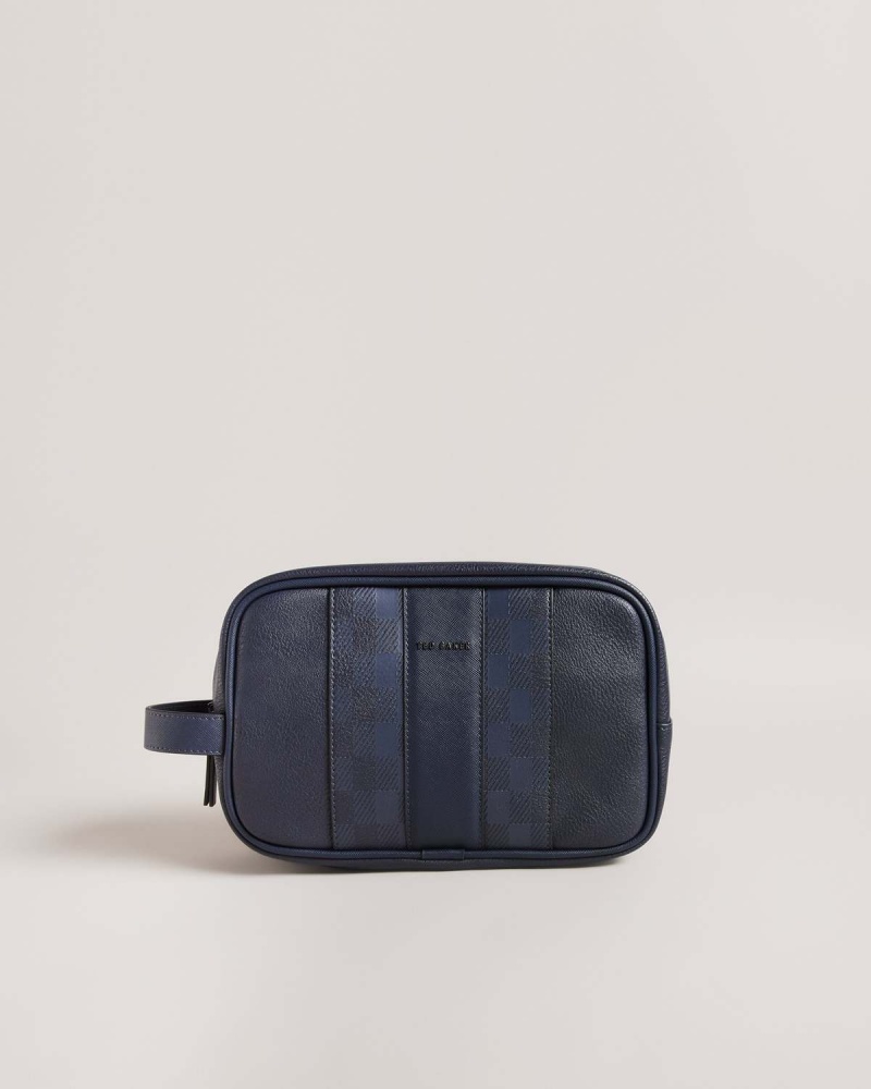 Ted Baker Waydee House Check PU Washbag Granatowe | 40EBNHAFJ