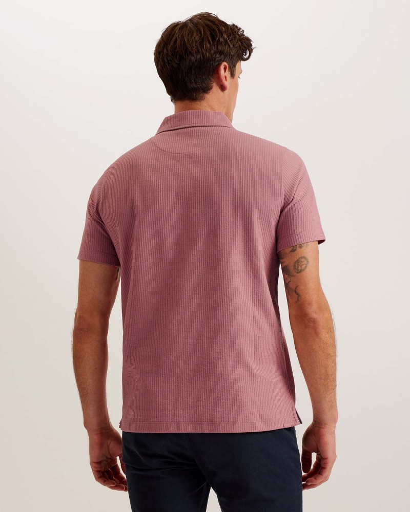 Ted Baker ZARKES SS Regular Zip Polo Mid-pink | 89TYKWAZF